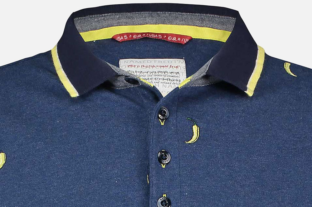 yellow blue polo shirt