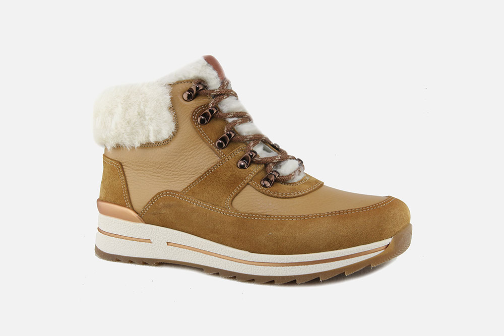 Ara OSAKA HI FUR CAMEL Lace up boots on labotte