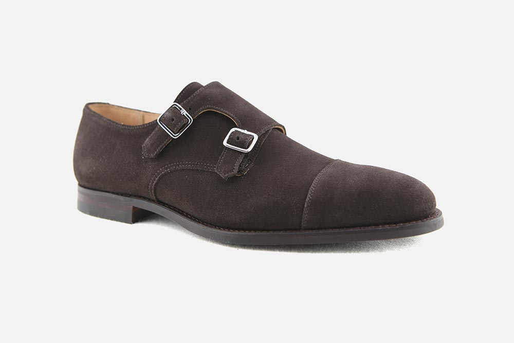 Crockett Jones LOWNDES 4 DARK OAK SUEDE Chaussures a boucle sur labotte