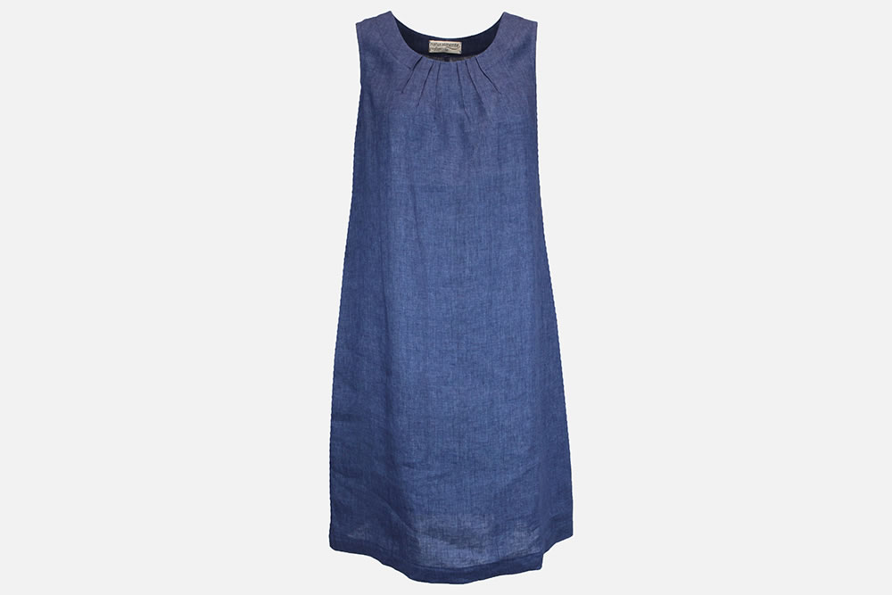 robe lin bleue