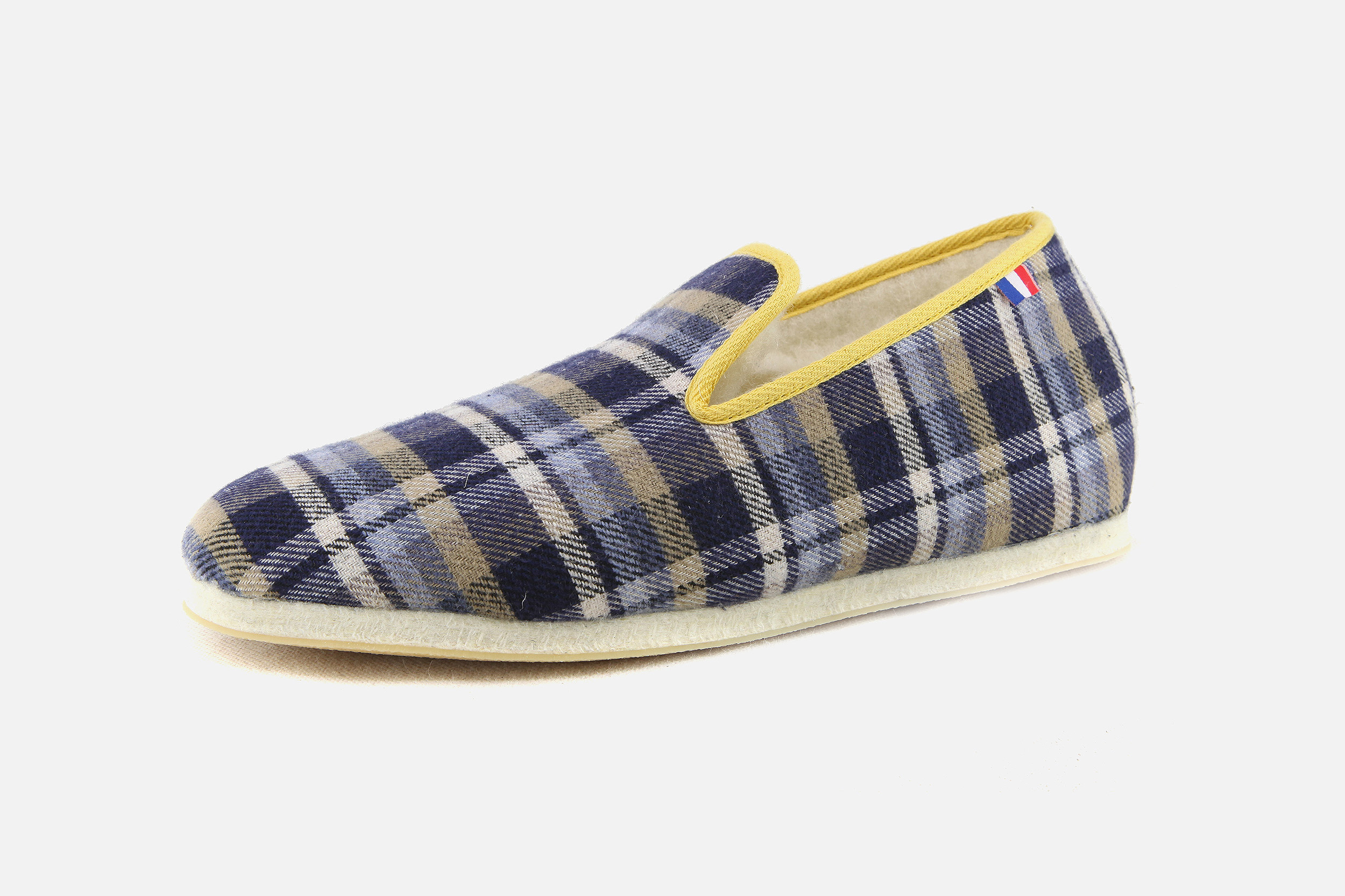 Les chaussons de Flo PEPOUZ ECOSSAIS BLEU Charentaises on labotte