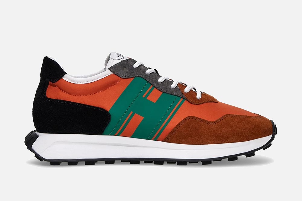 orange black trainers