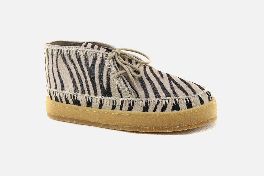 Laidback London SHENJE CROCHET ZEBRA CREAM Lace up boots on labotte