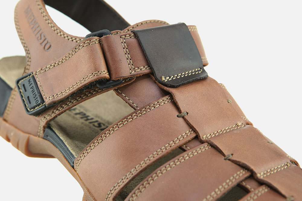Mephisto Mens Sandals Basile Hook-And-Loop Slingback Straps Nubuck Leather