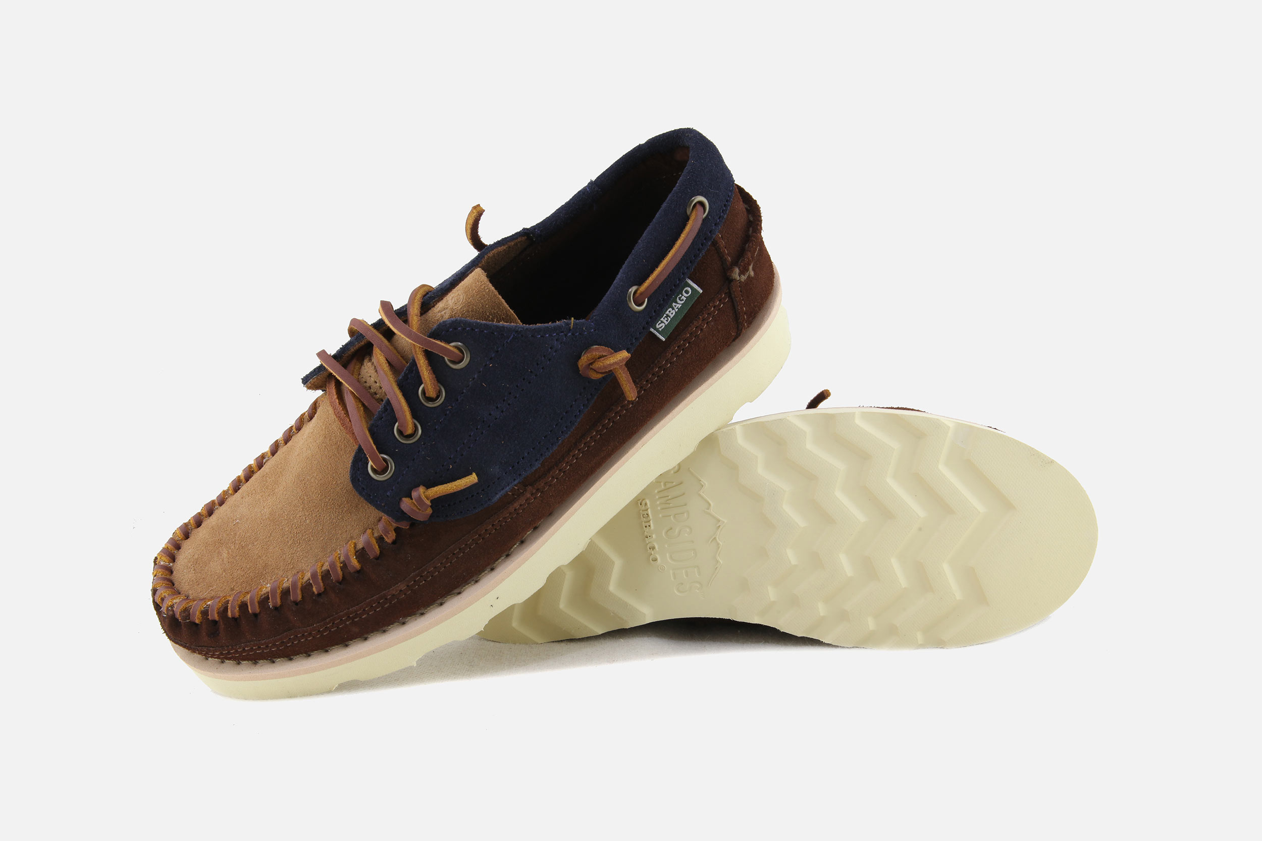 Sebago CAYUGA BLUE NAVY COGNAC Chaussures bateau sur labotte