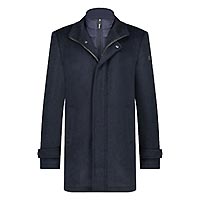 FUNNEL NECK COAT NAVY BLUE - A Fish Named Fred