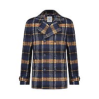 PEACOAT CHECK MULTI NAVY - A Fish Named Fred