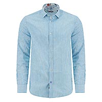 SHIRT LINEN STRIPE AQUA BLUE - A Fish Named Fred
