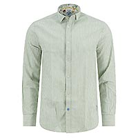 SHIRT LINEN STRIPE OLIVE GREEN - A Fish Named Fred
