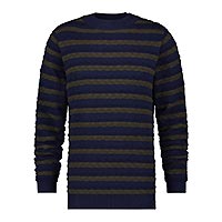 STRIPED CABLE SWEAT NAVY GREEN - A Fish Named Fred