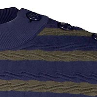 STRIPED CABLE SWEAT NAVY GREEN - A Fish Named Fred