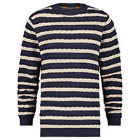 STRIPED CABLE SWEAT NAVY WHITE - A Fish Named Fred