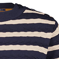 STRIPED CABLE SWEAT NAVY WHITE - A Fish Named Fred