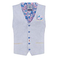 WAISTCOAT LINEN LOOK AQUA BLUE - A Fish Named Fred