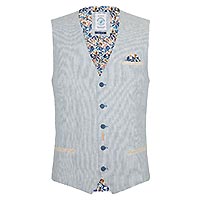 WAISTCOAT LINEN STRIPES BLUE - A Fish Named Fred