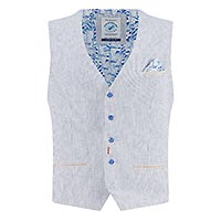 WAISTCOAT LINEN STRIPES COBALT - A Fish Named Fred