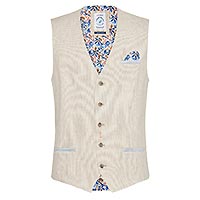 WAISTCOAT LINEN STRIPES SAND - A Fish Named Fred