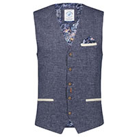 WAISTCOAT NAVY LINEN STRUCTURE - A Fish Named Fred