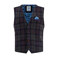WAISTCOAT TARTAN NAVY - A Fish Named Fred