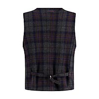 WAISTCOAT TARTAN NAVY - A Fish Named Fred