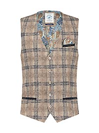 WAISTCOAT WOOL CHECK SAND - A Fish Named Fred