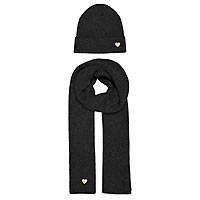 AVERY SCARF BEANIE SET BLACK - Only