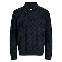 BLUSEAN KNIT SHAWL DARK NAVY - Jack & Jones