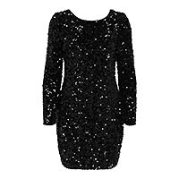 CONFI DRESS SEQUINS BLACK - Only