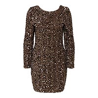 CONFI DRESS SEQUINS BROWN - Only
