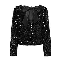 CONFI SEQUINS TOP BLACK - Only