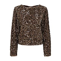 CONFI SEQUINS TOP BROWN - Only