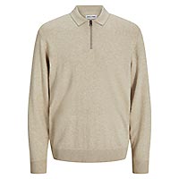 EMIL POLO HALP ZIP OATMEAL - Jack & Jones