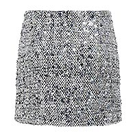 GLAMOUR SKIRT SEQUINS SILVER - Only