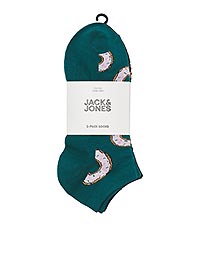JACCOOKIES SHORT SOCKS 3 PACK BLACK NAVY DARK - Jack & Jones