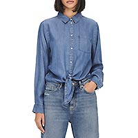 JDYJASPER LS KNOT SHIRT WVN MED BLUE DENIM - JDY