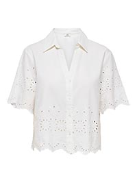 JDYMARINA 24 EMBROIDERY SHIRT CLOUD DANCER - JDY