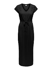 JDYROSE LIFE SS VNECK EMB DRESS BLACK - JDY