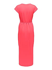 JDYROSE LIFE SS VNECK EMB DRESS CALYPSO CORAL - JDY