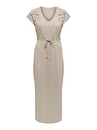 JDYROSE LIFE SS VNECK EMB DRESS CHATEAU GRAY - JDY