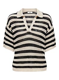 JDYTIKKA SS POLO PULLOVER KNT BIRCH BLACK - JDY