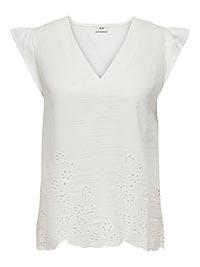 JDYYSTA LIFE SL BRODERI ANGL TOP CLOUD DANCER - JDY