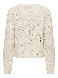JDYZANKA LS CROCHET CARDIGAN CLOUD DANCER - JDY