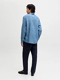 JPRBLALAWRENCE LINEN LS SHIRT FADED DENIM - Jack & Jones