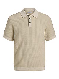 JPRBLUKINGSLEY KNIT POLO SS LN WHITECAP GRAY - Jack & Jones