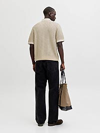 JPRBLUKINGSLEY KNIT POLO SS LN WHITECAP GRAY - Jack & Jones