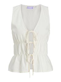 JXALMIRA LINEN BLEND TIE TOP BLANC DE BLANC - JJXX