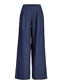 JXDEBBY CHAMBREY HW WIDE PANTS DK BLUE DENIM - JJXX