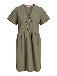 JXKI STRUCTURE SS VNECK DRESS DUSTY OLIVE - JJXX