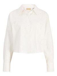 JXNOVA BRODERIE CROPPED LS SHIRT BLANC DE BLANC - JJXX