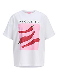 JXSENNA LOOSE SS TEE TG BRIGHT WHITE PICANTE - JJXX